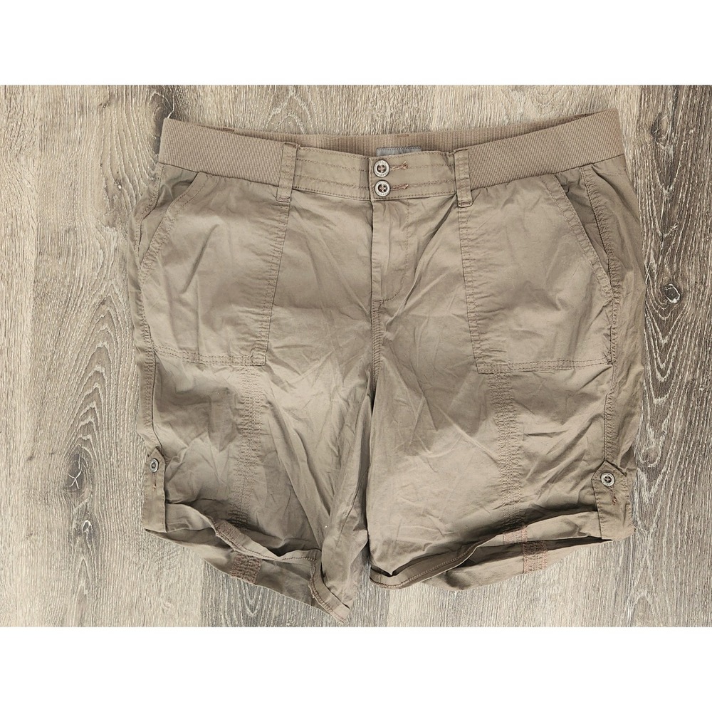 Torrid Womens Plus Size 20 Khaki Brown Cargo Shorts Ribbed Waist Cuffed Hem